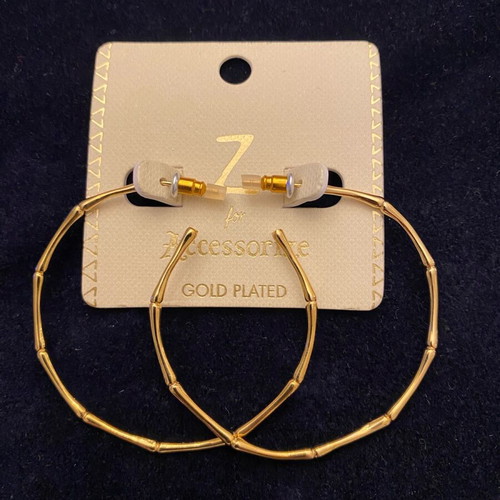 Gold-plated Z collection hoop earrings new, bamboo design