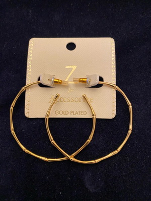 Gold-plated Z collection hoop earrings new, bamboo design