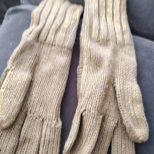 Morgan wool gloves like new, beige and gold