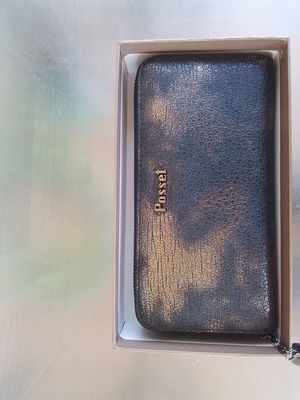 Posset wallet new, black and brown glossy