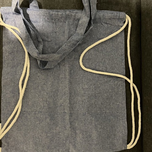 Fabric backpack bag new, beige and blue