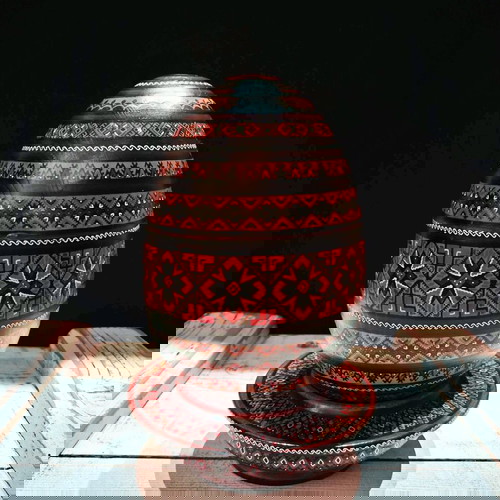 XL Handmade Wooden Pysanka Egg like new Karpathian Folk Art