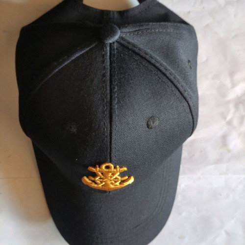 Hat with embroidered anchor black one size adjustable new