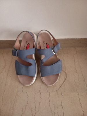 Rollingsoft turquoise leather sandals, anatomical, size 39