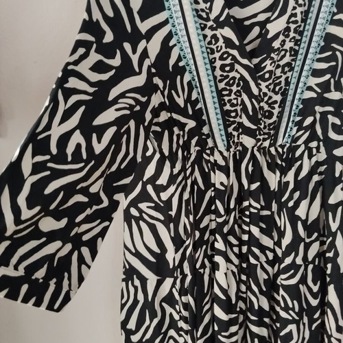 Boho animal print dress C&A like new, black and white with blue details