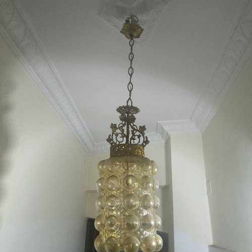 Clear Bubble Glass retro pendant light from the 70s like new