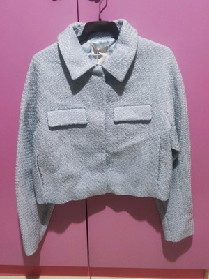 Mango women's crop tweed jacket Medium new, turquoise