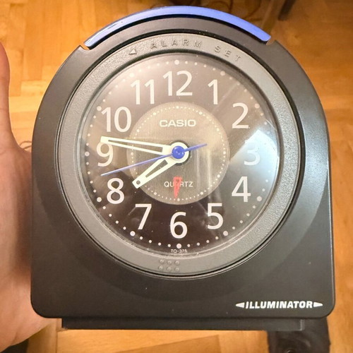 Casio Quartz alarm clock used, tabletop with Illuminator light