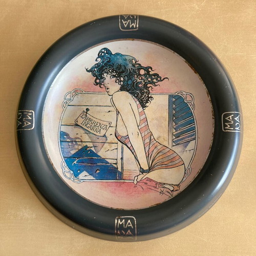 Milo Manara vintage metal ashtray Demons & Merveilles L'Apparenza Inganna