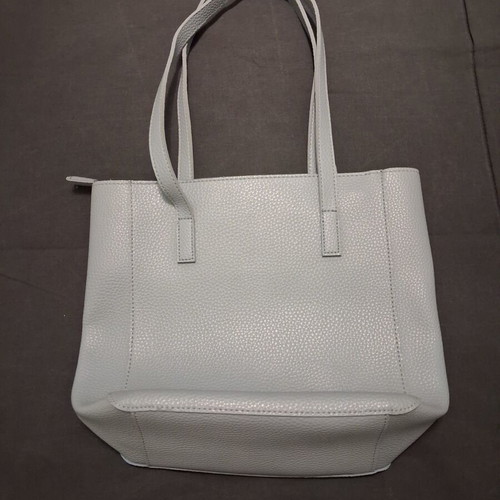 Women's shopper tote bag like new, light gray-blue with metal studs