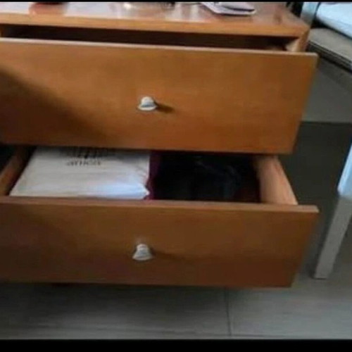 Solid wood nightstand with two large drawers