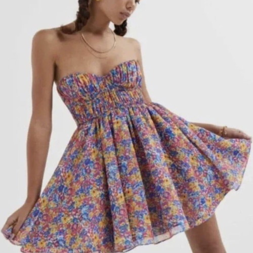For Love & Lemons Strapless Short Dress Multicolor Like New