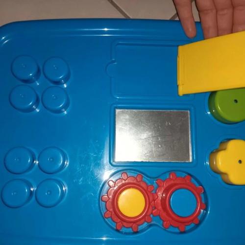 Pull and construction toy like new with cart and building blocks