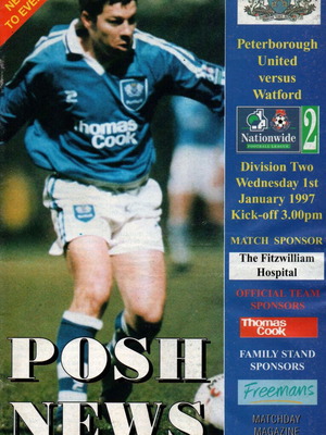 Πρόγραμμα αγώνα Peterborough United vs Watford Πρωτοχρονιά 1997