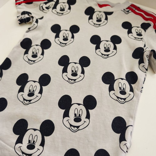 Disney Mickey Mouse Adidas T-shirt and Denim Shorts Set like new, unisex 3-4 years