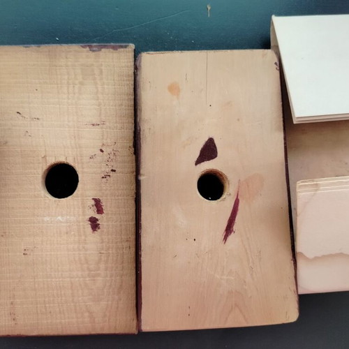 Vintage wooden blotter used with stains and marks