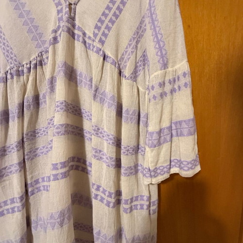 Women's dress used, cotton-linen, white one size
