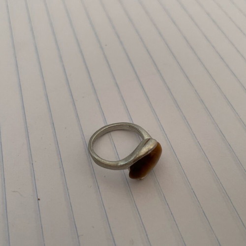 Tiger Eye Stone ring like new, stainless steel, beige