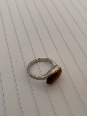 Tiger Eye Stone ring like new, stainless steel, beige
