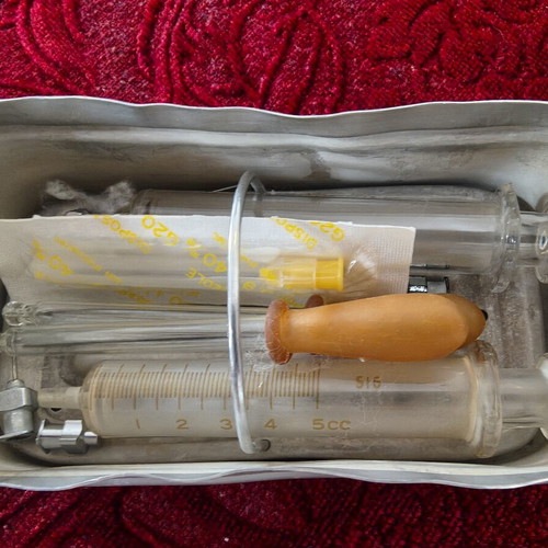 Vintage Spadaro Ventura medical sterilization and syringe set