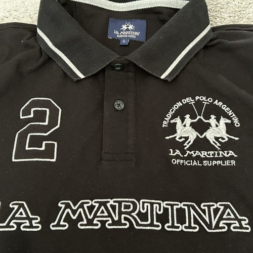 La Martina Man Polo Black Silver Size L New
