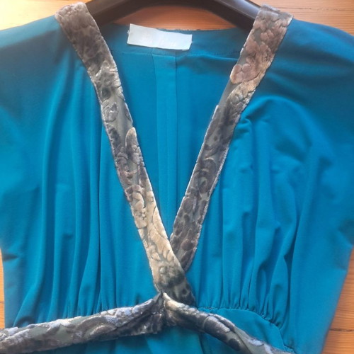 Vintage Petrol Dress Rita Pateroni No Medium used with velvet details
