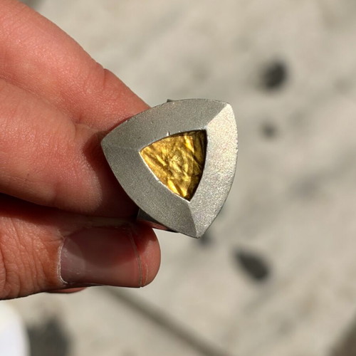 Silver gold ring 950/24k used, size 16/56