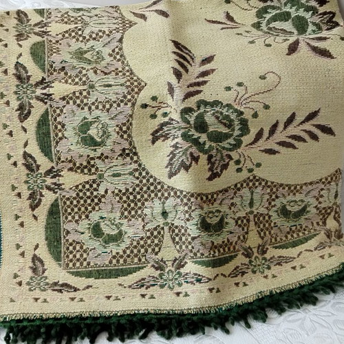 Damask tablecloth new, cotton with fringes