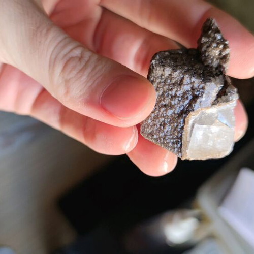 Calcite with pseudomorph of siderite new, Greek