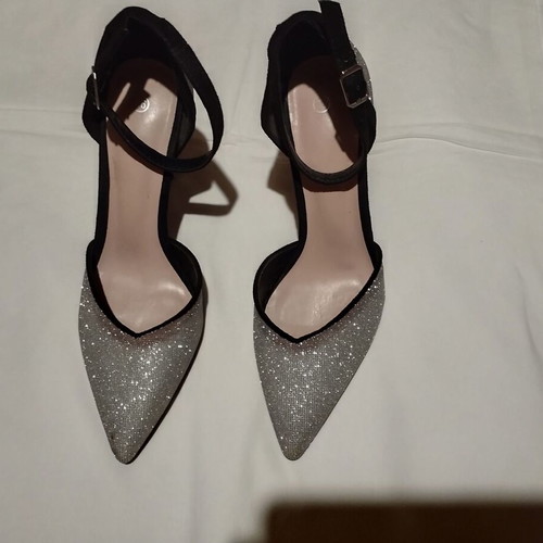 Silver and black high heel pumps size 36