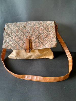 Boho crossbody bag like new, beige and brown