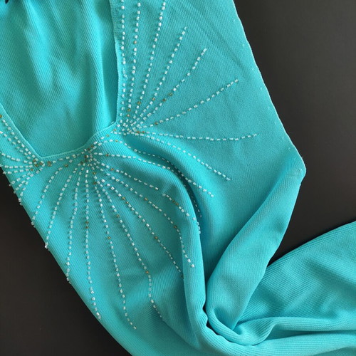 Vintage Y2K Light Blue Knit Top with Beaded Starburst Detail, like new