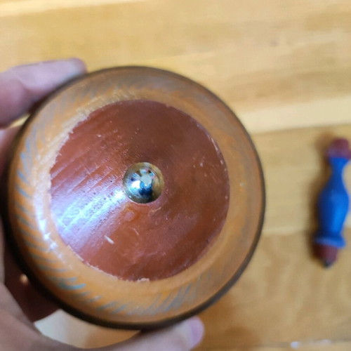 Wooden spinning top large used, handmade, heavy
