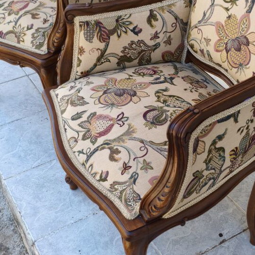 Pair of armchairs with handmade carving like new