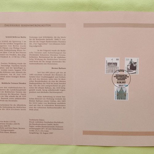German stamps 1997 with Bonn first day cover postmark