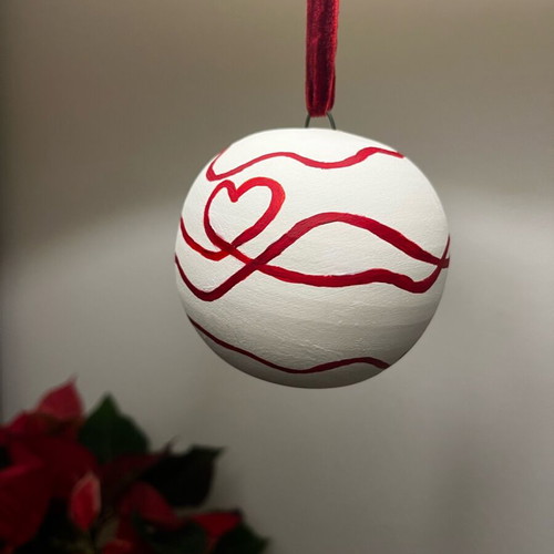 Christmas ceramic ball new with red thread