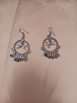 Earrings like new, multicolored silver tone, not real silver