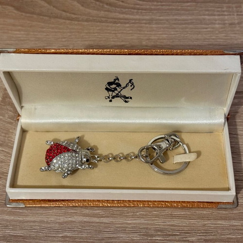 Pierrot Ladybug Keychain with Rhinestones like new, red