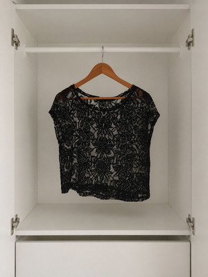 Bershka perforated blouse black, like new, size S