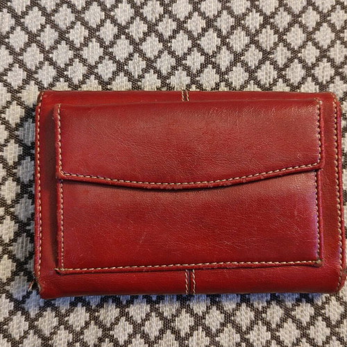 Red wallet used with multiple compartments