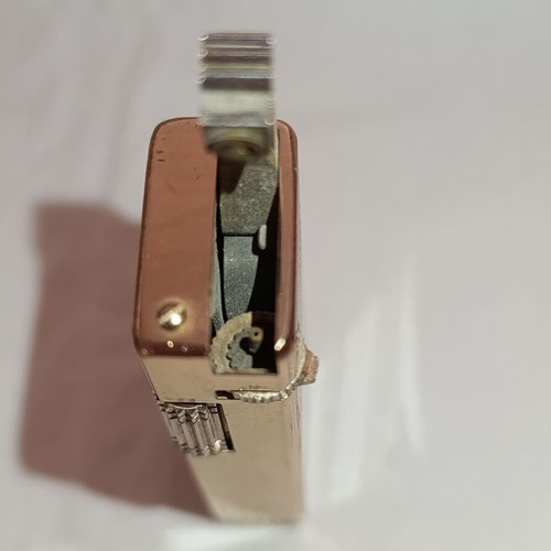 Volcan Lighter Black Lacquer Gold Guilloche used, 1970s design