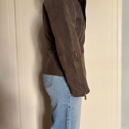 Leather jacket motorcycle style like new, brown, size L