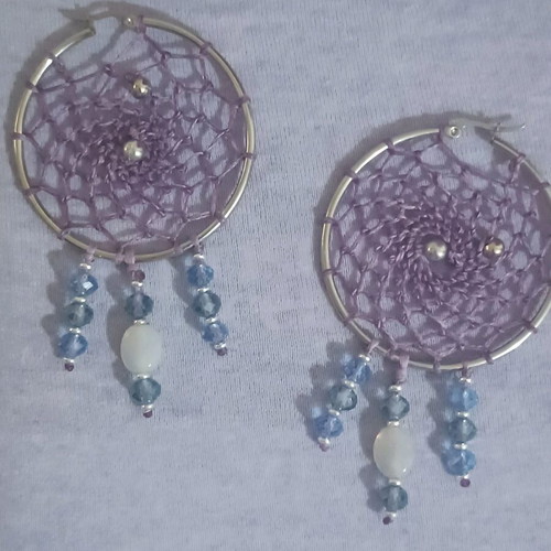 Handmade dreamcatcher earrings new, macrame hoops multicolor
