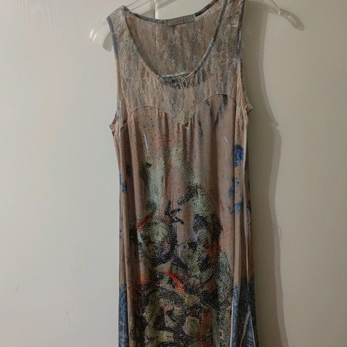 Dress used, size L, airy with lace and rhinestones