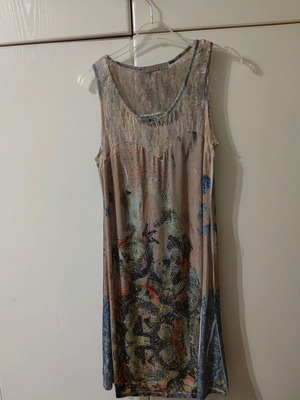Dress used, size L, airy with lace and rhinestones