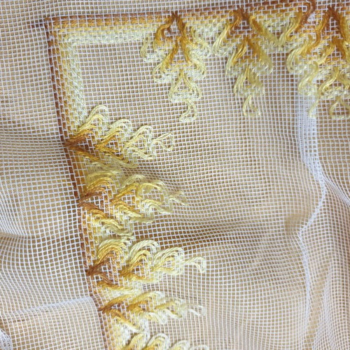 Table runner 70x35 handmade with yellow satin lining