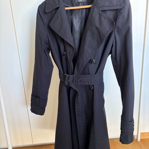 H&M Black Trench Coat used, size 36 Small