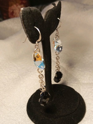 Silver 925 earrings dangle with beads like new, 6.5cm