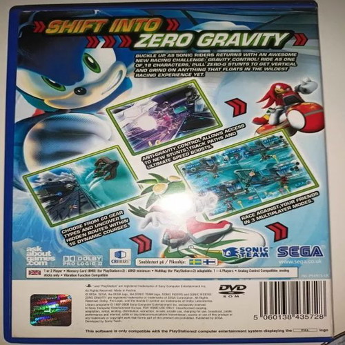 Sonic Riders Zero Gravity PS2 game used, complete in box