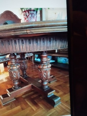 Carved round dining table used